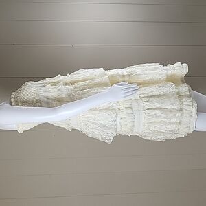 Rancho Estancia Smocked Strapless Layered Ruffle Lace Embroidery Midi Dr…